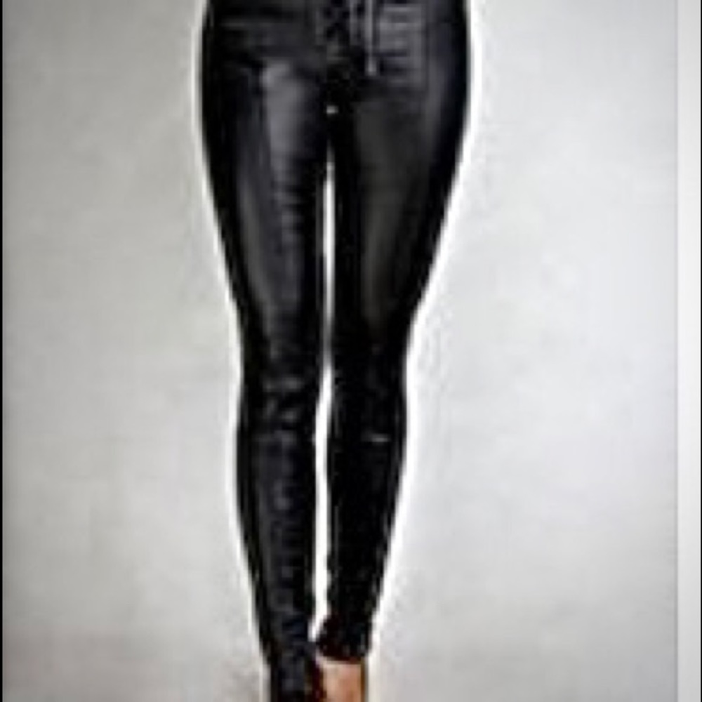 Sexy Black Lace-Up Pants